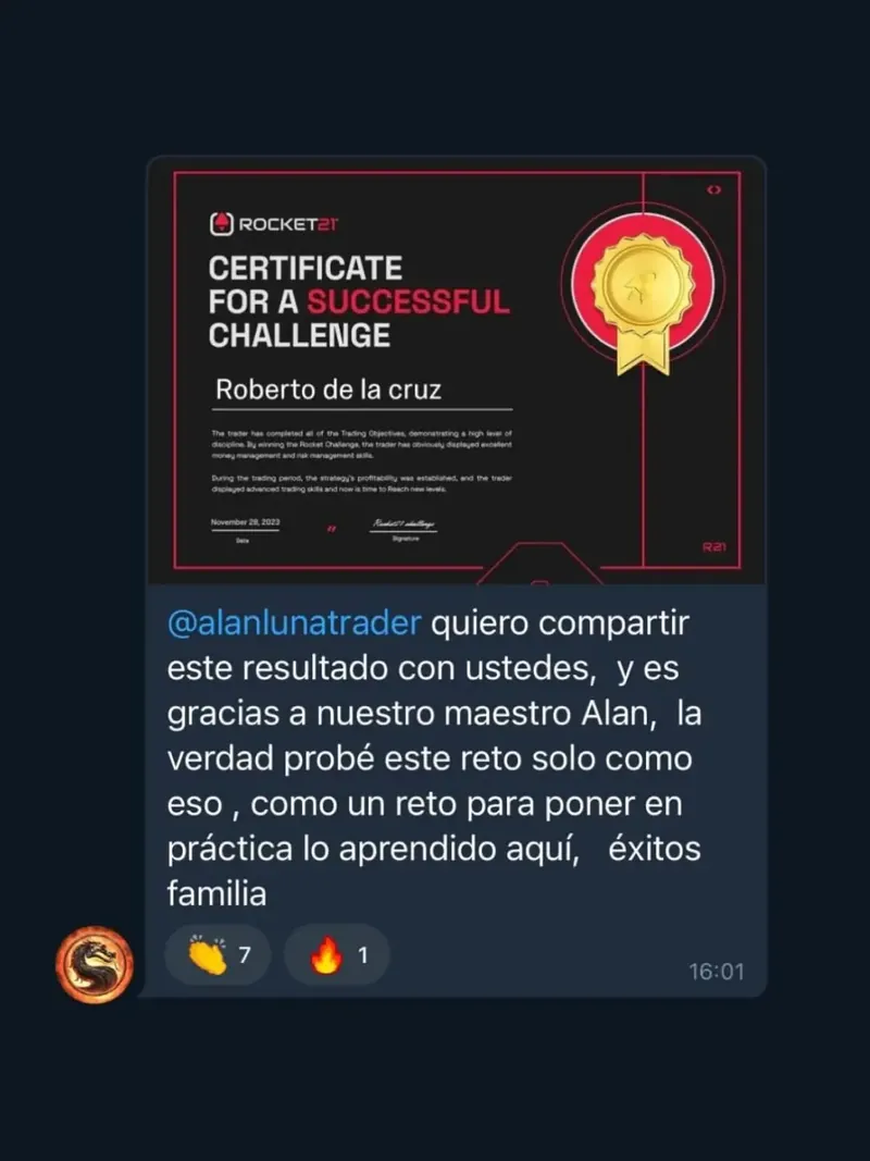 Testimonio real de Roberto tras superar una prueba de trading